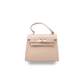 Geanta dama din piele naturala roz pal Roxana