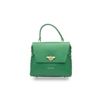 Geanta dama din piele naturala verde Olivia