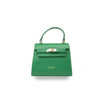 Geanta dama din piele naturala verde Roxana