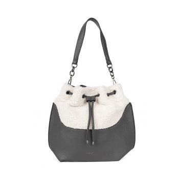 Geanta dama  gri cu futer baranek - practica si eleganta
