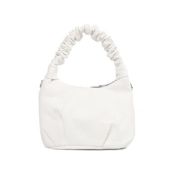 Geanta dama  mica - alba - din poliester - design elegant - maner plisat