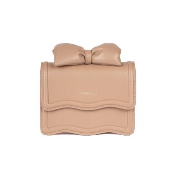 Geanta dama  model Crossbody - bej - dimensiuni mici - cu fundita