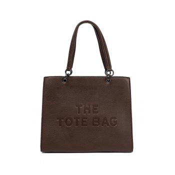 Geanta dama  shopper - maro - cu text embosat - din poliester - practica si stilata