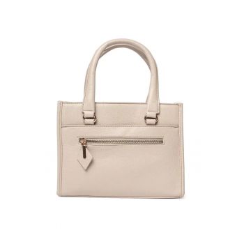 Geanta dama  tip kuferek alba cu fermoar decorativ - detalii aurii - 30x25x10cm