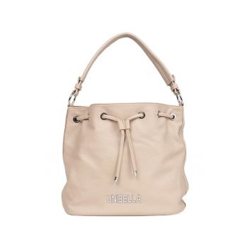 Geanta dama tip sac  bej - din piele ecologica - cu curea reglabila - doua compartimente