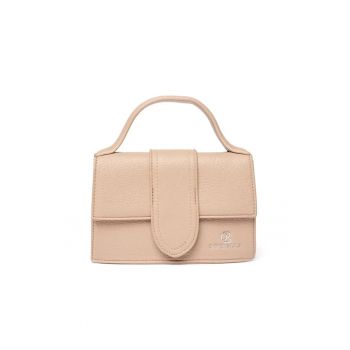 Geanta de dama  roz - din piele ecologica - dimensiuni compacte - cu curea reglabila