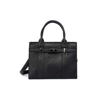 Geanta de dama  Shopper - neagra - din poliester - eleganta - practica - set.