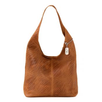 Geanta de piele cu accesoriu logo