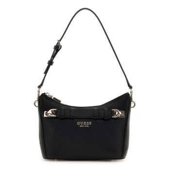 Geanta de piele ecologica cu bareta de umar si buzunar pe partea din spate cu fermoar