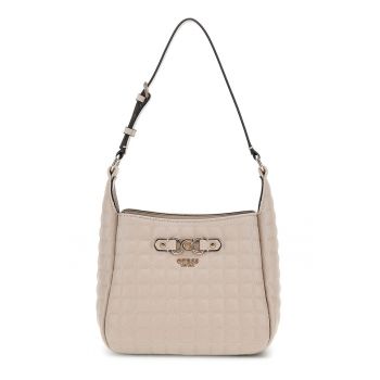 Geanta de piele ecologica cu bareta de umar si logo metalic