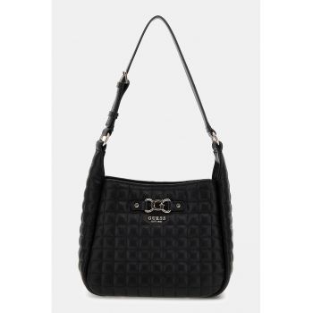 Geanta de piele ecologica cu bareta de umar si logo metalic