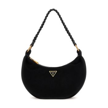 Geanta de piele intoarsa cu bareta de umar si fermoar