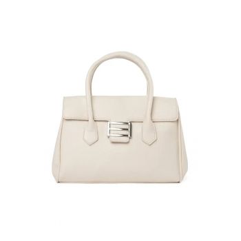 Geanta de umar  bej - din piele ecologica - cu doua compartimente - model Crossbody