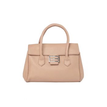 Geanta de umar  bej - din piele ecologica - cu doua compartimente - model Crossbody