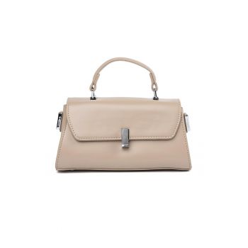 Geanta de umar  bej - model Crossbody - compacta - din poliester