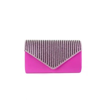 Geanta de umar dama  roz - cu cristale decorative - compacta - eleganta