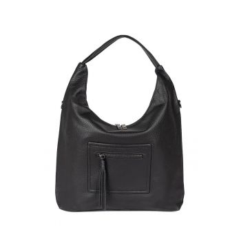 Geanta de umar pentru femei -  neagra - din poliester - cu curea reglabila - eleganta si practica.