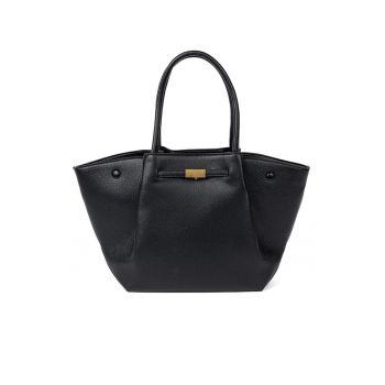 Geanta de umar  Shopper - neagra - din piele ecologica - cu multiple compartimente - dimensiuni mari.