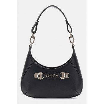 Geanta din piele ecologica cu bareta de umar si logo metalic