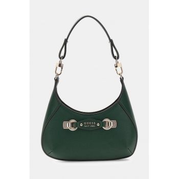 Geanta din piele ecologica cu bareta de umar si logo metalic