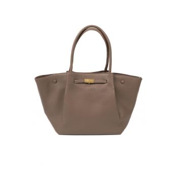 Geanta shopper  bej - eko piele - design modern - practica - cu multe compartimente