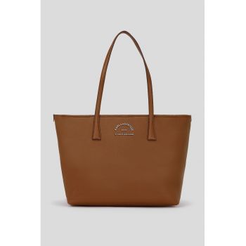 Geanta shopper de piele ecologica cu logo metalica