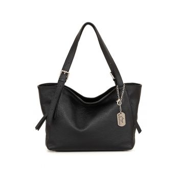 Geanta shopper din piele cu aspect granulat