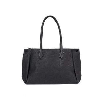 Geanta shopper roz din ecopiele -  doua compartimente - detalii interioare - 30x45cm