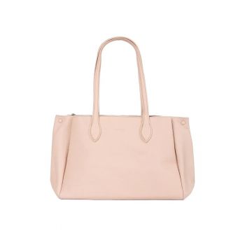 Geanta shopper roz  ecologica - cu doua compartimente - dimensiuni mari