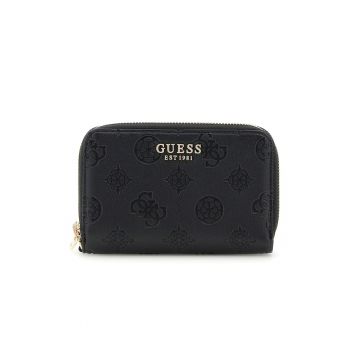 Portofel cu model monograma si doua compartimente cu fermoar