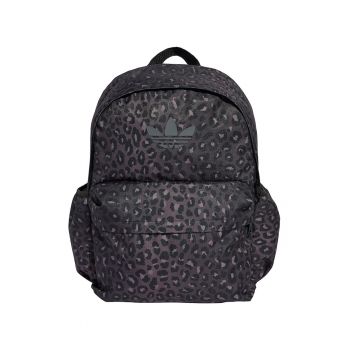 Rucsac cu animal print si buzunar frontal cu fermoar