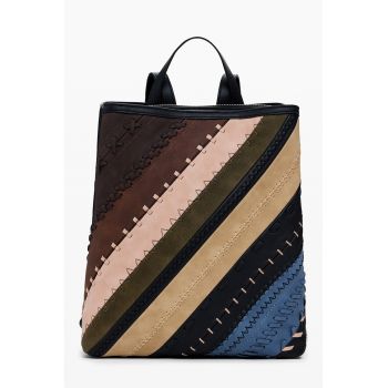 Rucsac din piele ecologica cu detalii contrastant