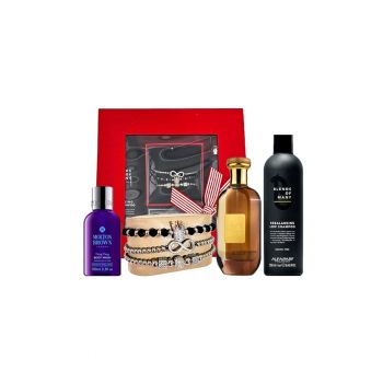 Set Wood Tease - Apa de Parfum Ard al Zaafaran Mousuf - 100 ml - Set 3 bratari din otel inoxidabil - onix si zirconiu - Gel de Dus Relaxing Ylang-Ylang - 100 ml - Sampon Alfaparf Rebalancing Low Shampoo Blends of Many - 250 ml