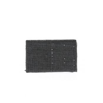 Clutch negru cu strasuri fine si lant metalic elegant