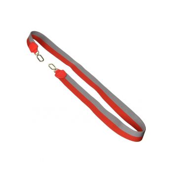 Curea de umar pentru genti -  Poliester/Piele naturala - 115 cm - Gri/Rosu