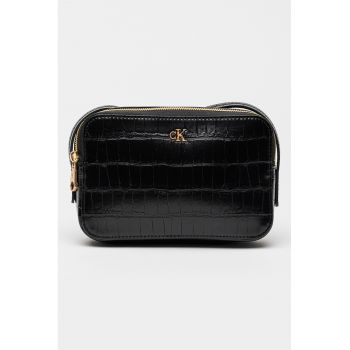 Geaca crossbody de piele ecologica cu model crocodil