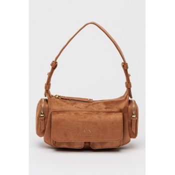 Geanta baguette de piele intoarsa ecologica