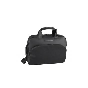 Geanta barbati  model messenger - neagra - 39x29x8cm - material textil si piele naturala