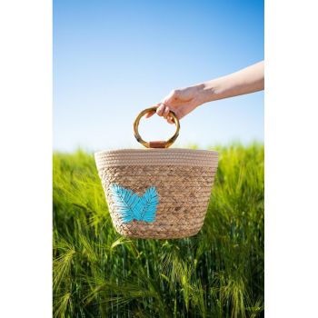 Geanta bucket din paie - cu aspect impletit Matera