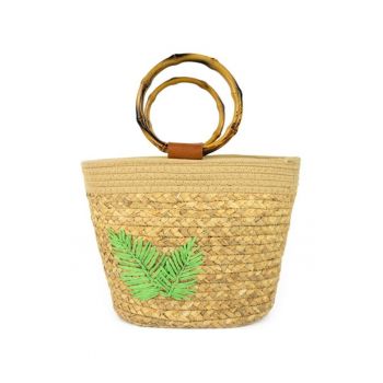 Geanta bucket din paie cu aspect impletit Matera