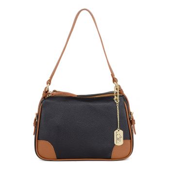 Geanta crossbody de piele cu accesoriu logo