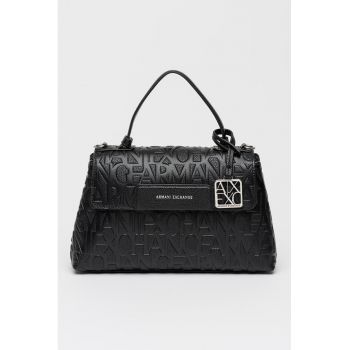 Geanta crossbody de piele ecologica cu logo stantat