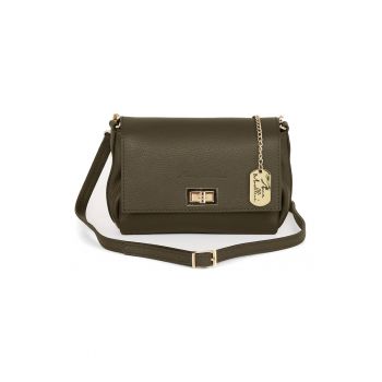 Geanta crossbody din piele cu accesoriu logo