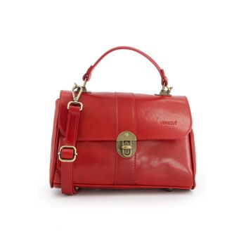 Geanta crossbody  din piele naturala - 17x26x10cm - cu manere de 24cm - curea detasabila max 124cm - 2 compartimente interioare