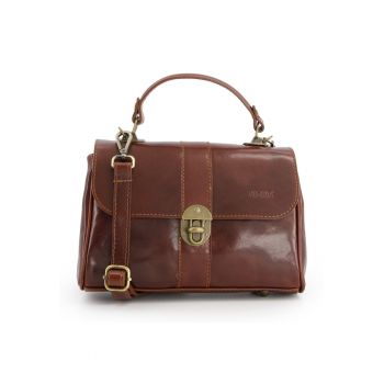 Geanta crossbody  din piele naturala - 17x26x10cm - cu manere de 24cm - curea detasabila max 124cm - 2 compartimente interioare