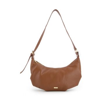 Geanta crossbody  din piele naturala - maro - 27x40x8cm - curea reglabila max 90cm - 2 buzunare interioare