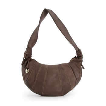 Geanta crossbody  piele naturala - 3 buzunare interioare - maro - 42x26x7cm