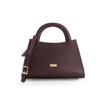 Geanta dama  Bucket - bordo - piele naturala - 27x10x17cm - curea detasabila 134cm