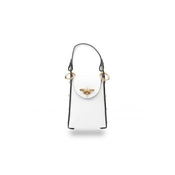 Geanta dama din piele naturala alb Sofi