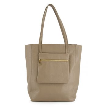 Geanta dama  Shopper - piele naturala - maro - 37x27x13cm